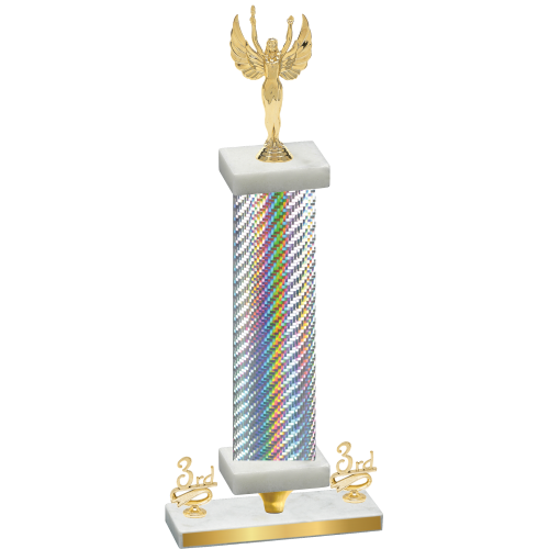 Premium Single Silver Carbon Fiber Third Place Victory Trophy