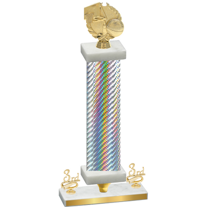 Premium Single Silver Carbon Fiber Third Place Basketball Trophy