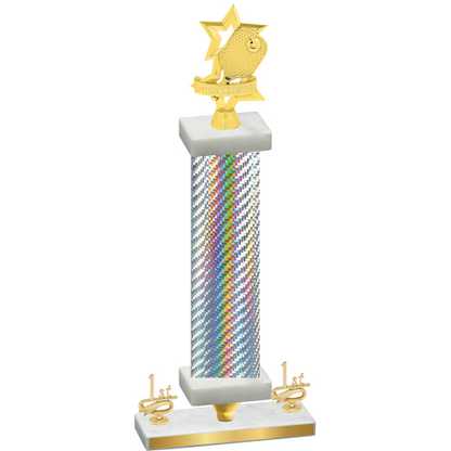 Premium Single Silver Carbon Fiber First Place Pickleball Trophy