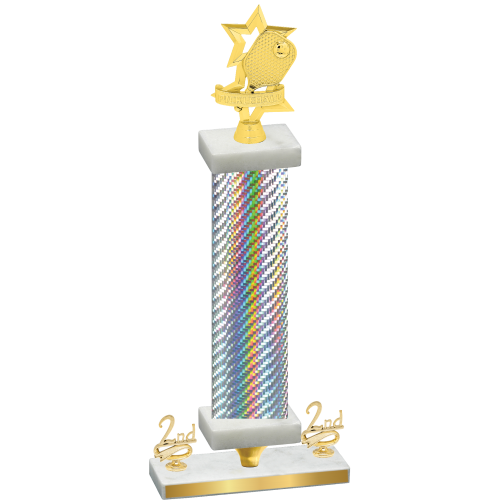 Premium Single Silver Carbon Fiber Second Place Pickleball Trophy