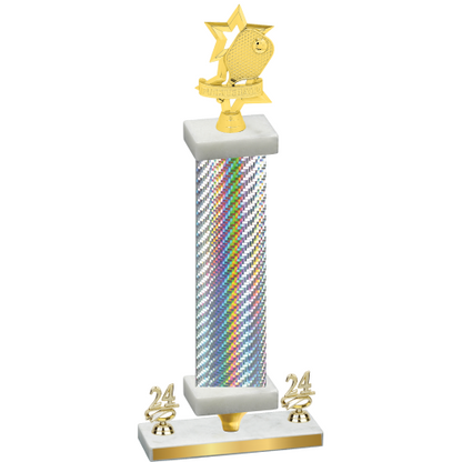 Premium Single Silver Carbon Fiber Year Pickleball Trophy