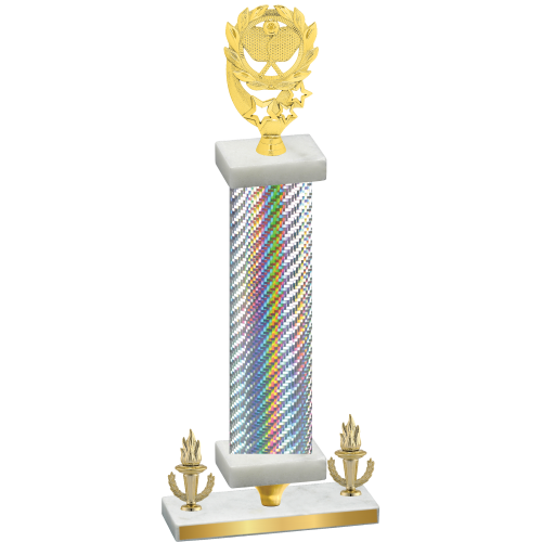 Premium Single Silver Carbon Fiber Victory Pickleball Trophy