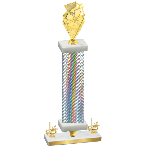 Premium Single Silver Carbon Fiber First Place Pickleball Trophy