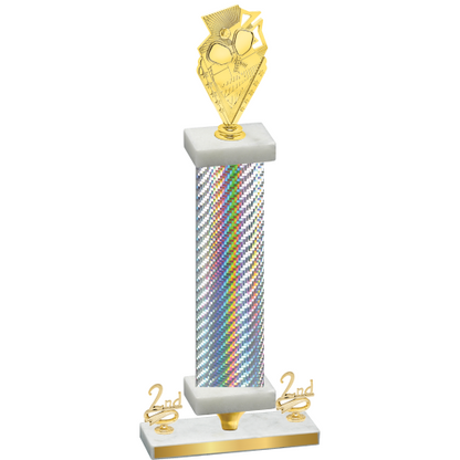 Premium Single Silver Carbon Fiber Second Place Pickleball Trophy