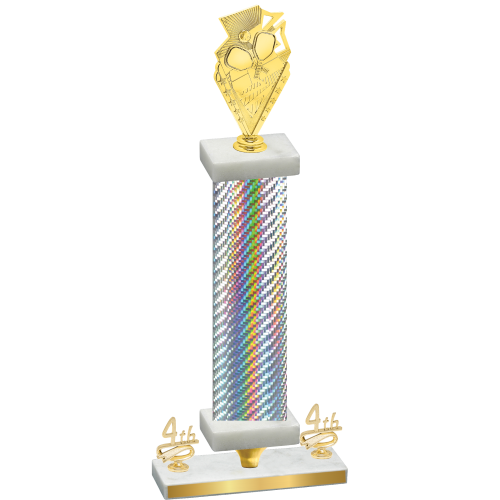 Premium Single Silver Carbon Fiber Fourth Place Pickleball Trophy