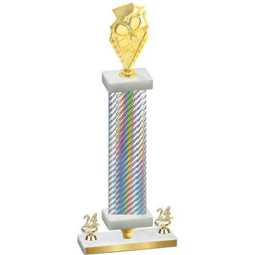 Premium Single Silver Carbon Fiber Year Pickleball Trophy