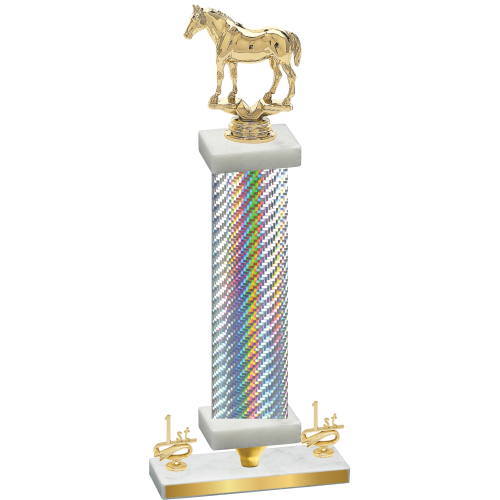 Premium Single Silver Carbon Fiber First Place Horses Trophy