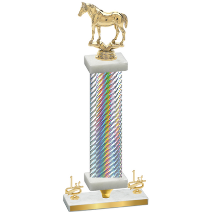 Premium Single Silver Carbon Fiber First Place Horses Trophy