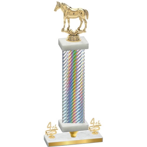 Premium Single Silver Carbon Fiber Fourth Place Horses Trophy