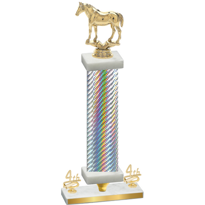 Premium Single Silver Carbon Fiber Fourth Place Horses Trophy