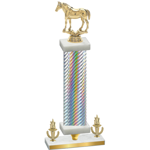 Premium Single Silver Carbon Fiber Victory Horses Trophy