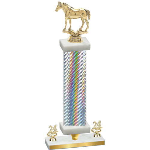 Premium Single Silver Carbon Fiber Year Horses Trophy