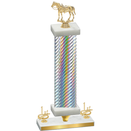 Premium Single Silver Carbon Fiber First Place Horses Trophy