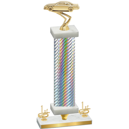 Premium Single Silver Carbon Fiber First Place Cars Trophy