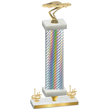 Premium Single Silver Carbon Fiber First Place Cars Trophy