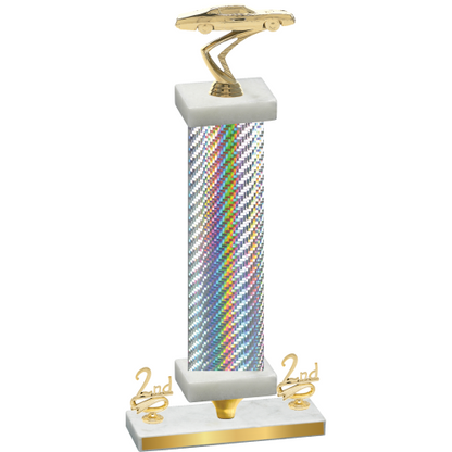 Premium Single Silver Carbon Fiber Second Place Cars Trophy