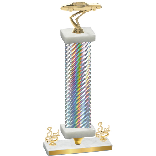 Premium Single Silver Carbon Fiber Third Place Cars Trophy