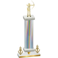 Premium Single Silver Carbon Fiber Victory Archery Trophy