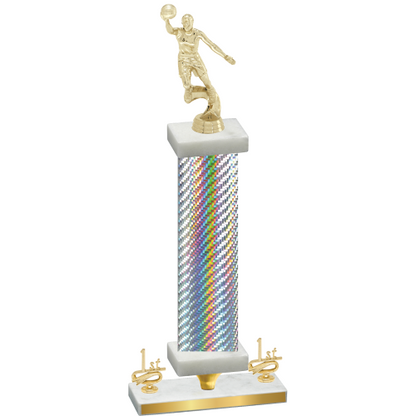 Premium Single Silver Carbon Fiber First Place Basketball Trophy