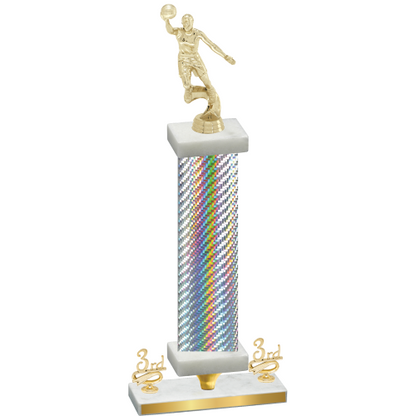 Premium Single Silver Carbon Fiber Third Place Basketball Trophy