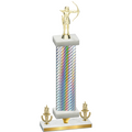 Premium Single Silver Carbon Fiber Victory Archery Trophy