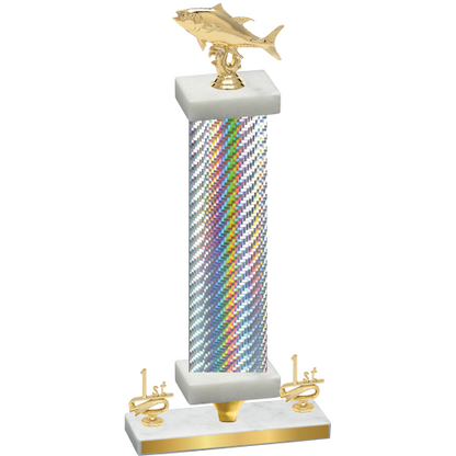 Premium Single Silver Carbon Fiber First Place Fishing Trophy