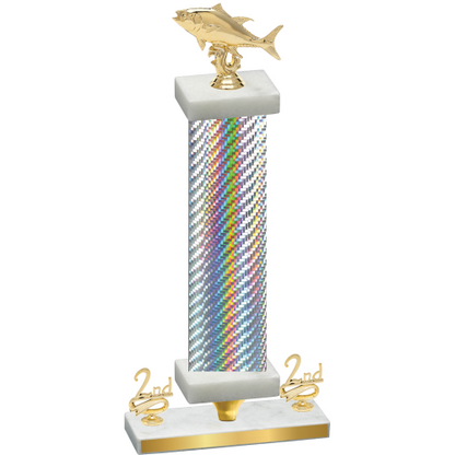 Premium Single Silver Carbon Fiber Second Place Fishing Trophy