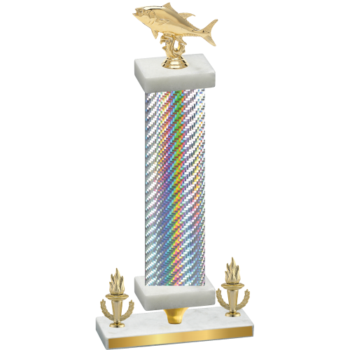 Premium Single Silver Carbon Fiber Victory Fishing Trophy