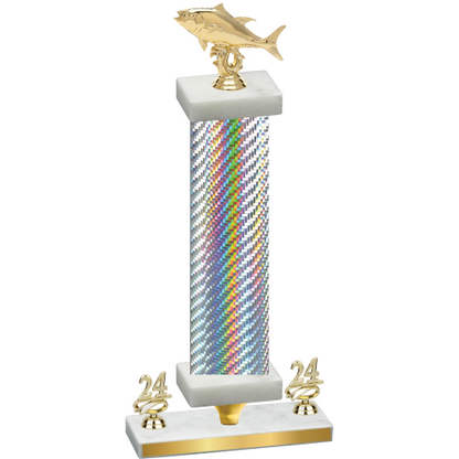 Premium Single Silver Carbon Fiber Year Fishing Trophy