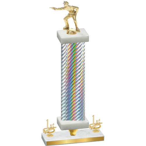 Premium Single Silver Carbon Fiber First Place Shooter Trophy