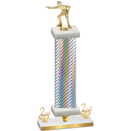 Premium Single Silver Carbon Fiber Second Place Shooter Trophy