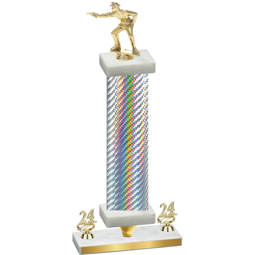 Premium Single Silver Carbon Fiber Year Shooter Trophy