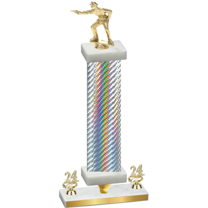 Premium Single Silver Carbon Fiber Year Shooter Trophy