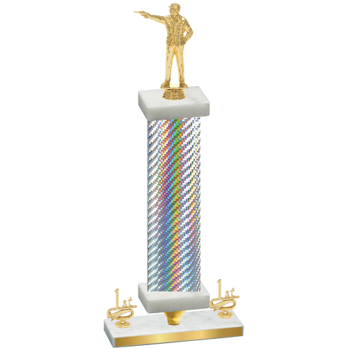 Premium Single Silver Carbon Fiber First Place Shooter Trophy