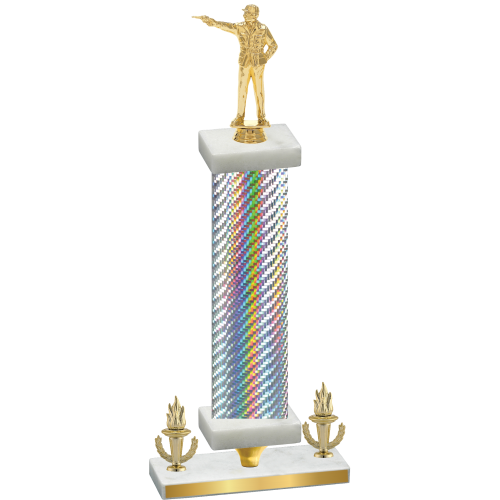 Premium Single Silver Carbon Fiber Victory Shooter Trophy