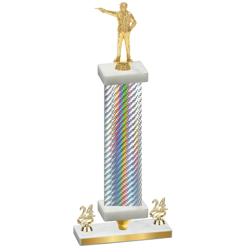 Premium Single Silver Carbon Fiber Year Shooter Trophy