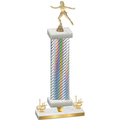 Premium Single Silver Carbon Fiber First Place Skater Trophy