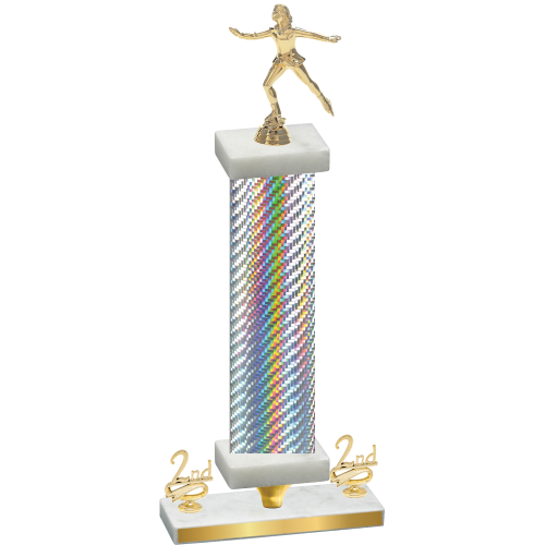 Premium Single Silver Carbon Fiber Second Place Skater Trophy