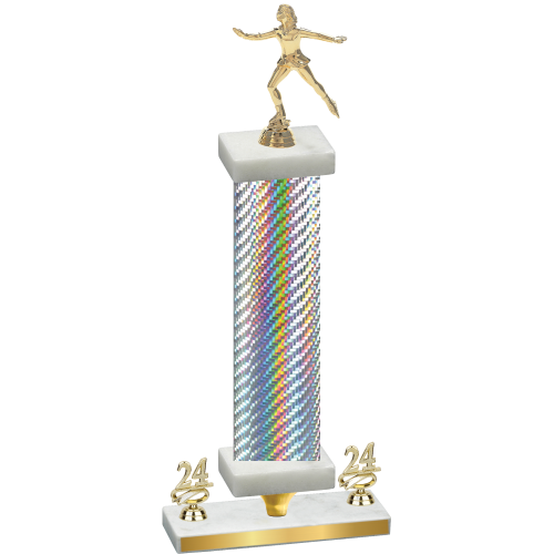 Premium Single Silver Carbon Fiber Year Skater Trophy