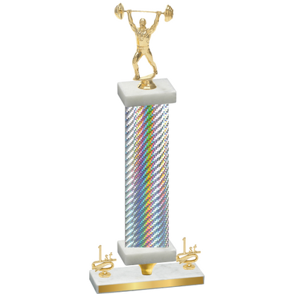 Premium Single Silver Carbon Fiber First Place Weights Trophy