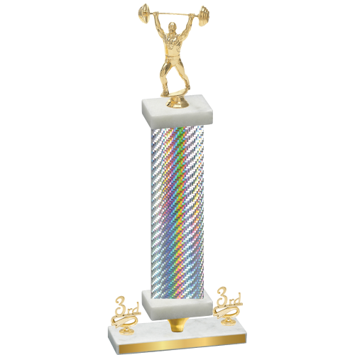 Premium Single Silver Carbon Fiber Third Place Weights Trophy