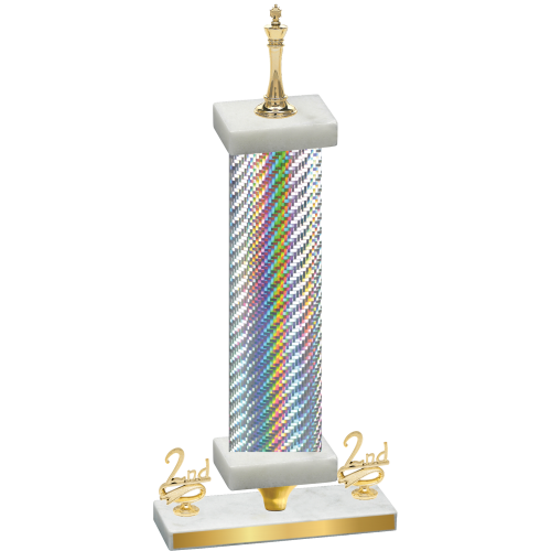 Premium Single Silver Carbon Fiber Second Place Chess Trophy