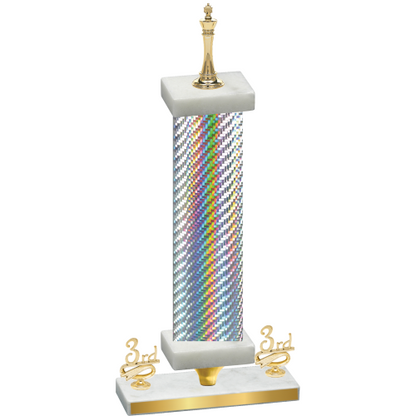 Premium Single Silver Carbon Fiber Third Place Chess Trophy