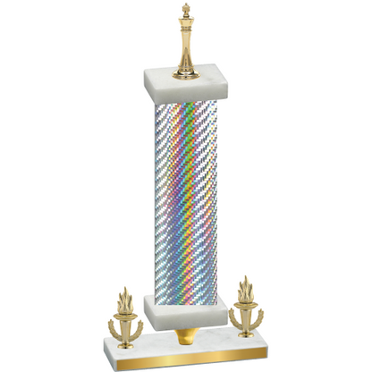 Premium Single Silver Carbon Fiber Victory Chess Trophy