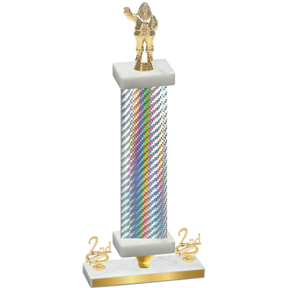 Premium Single Silver Carbon Fiber Second Place Holiday Trophy