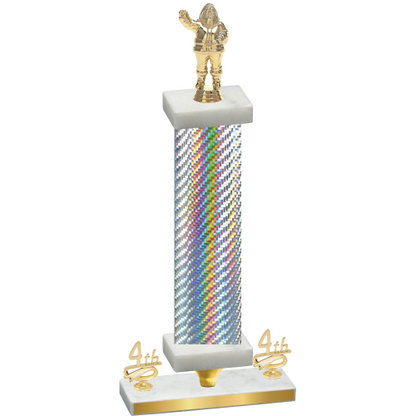 Premium Single Silver Carbon Fiber Fourth Place Holiday Trophy