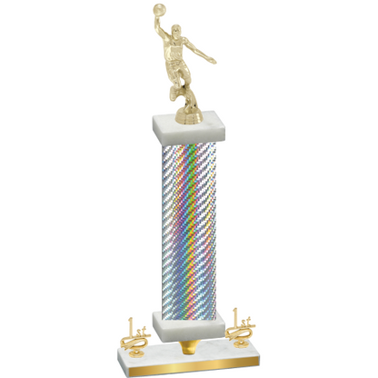 Premium Single Silver Carbon Fiber First Place Basketball Trophy