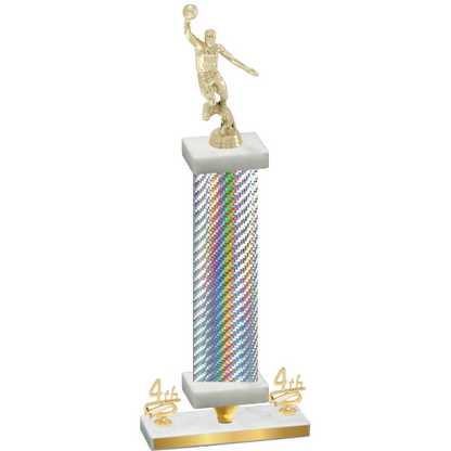 Premium Single Silver Carbon Fiber Fourth Place Basketball Trophy