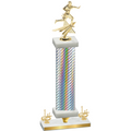Premium Single Silver Carbon Fiber First Place Flag Football Trophy