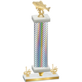 Premium Single Silver Carbon Fiber First Place Fishing Trophy